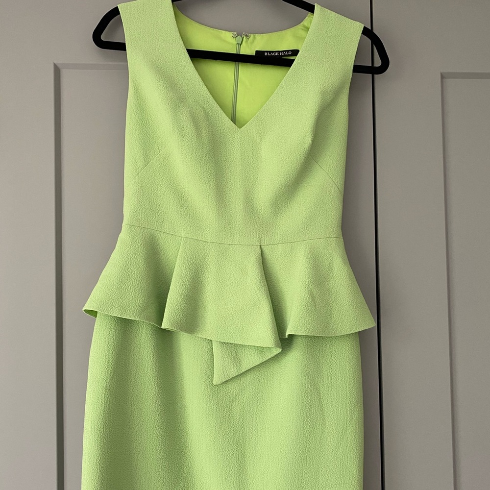 Black Halo Neon green dress, size 4